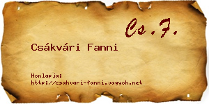 Csákvári Fanni névjegykártya